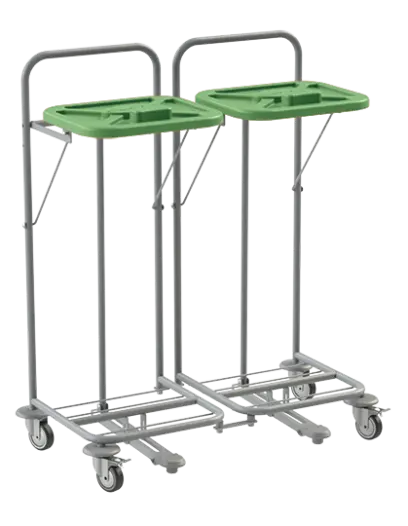 VK 80 - 2N vozík na třídění odpadu a prádla, nožní otevírání plast - VK - zelený